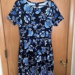 Enfocus Studio Navy and Blue Floral Midi Dress